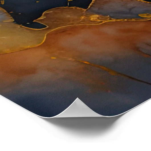 Waterverf Abstract Landschapsschilderij Goud 3:2 Poster (Hoek)