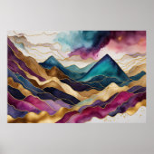 Waterverf Abstract Landschapsschilderij Goud 3:2 Poster (Voorkant)