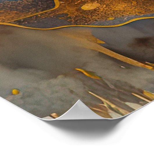 Waterverf Abstract Landschapsschilderij Goud 3:2 Poster (Hoek)