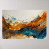 Waterverf Abstract Landschapsschilderij Goud 3:2 Poster (Voorkant)