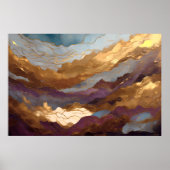 Waterverf Abstract Landschapsschilderij Goud 3:2 Poster (Voorkant)