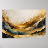 Waterverf Abstract Landschapsschilderij Goud 3:2 Poster (Voorkant)