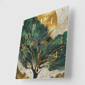 Waterverf Abstract Landschapsschilderij Goud II Vierkante Klok (Hoek)