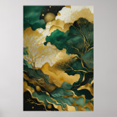 Waterverf Abstract Landschapsschilderij Goud III Poster (Voorkant)