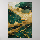Waterverf Abstract Landschapsschilderij Goud IV Poster (Voorkant)