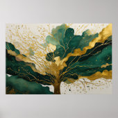 Waterverf Abstract Landschapsschilderij Goud IV Poster (Voorkant)