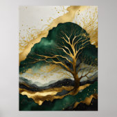 Waterverf Abstract Landschapsschilderij Goud V Poster (Voorkant)