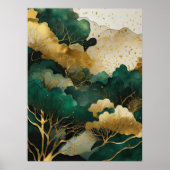 Waterverf Abstract Landschapsschilderij Goud VI Poster (Voorkant)