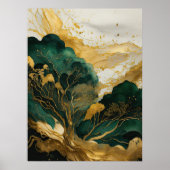 Waterverf Abstract Landschapsschilderij Goud VII Poster (Voorkant)
