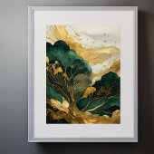 Waterverf Abstract Landschapsschilderij Goud VII Poster