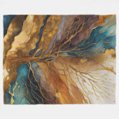 Waterverf Abstract Landschapsschilderij Goudboom Fleece Deken (Voorkant (Horizontaal))
