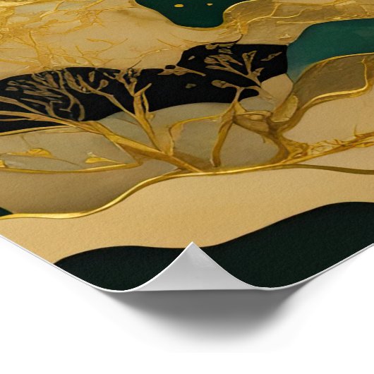 Waterverf Abstract Landschapsschilderij Groen III Poster (Hoek)