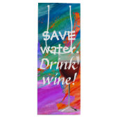 Waterverf abstract met wijnglas wijn cadeautas (Voorkant)
