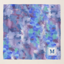Waterverf Abstract monogram handbediende blauwe pu