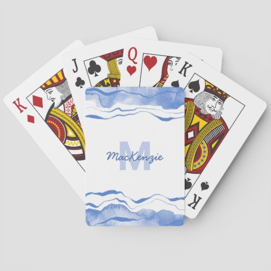 Waterverf Abstract monogram Pokerkaarten (Achterkant)