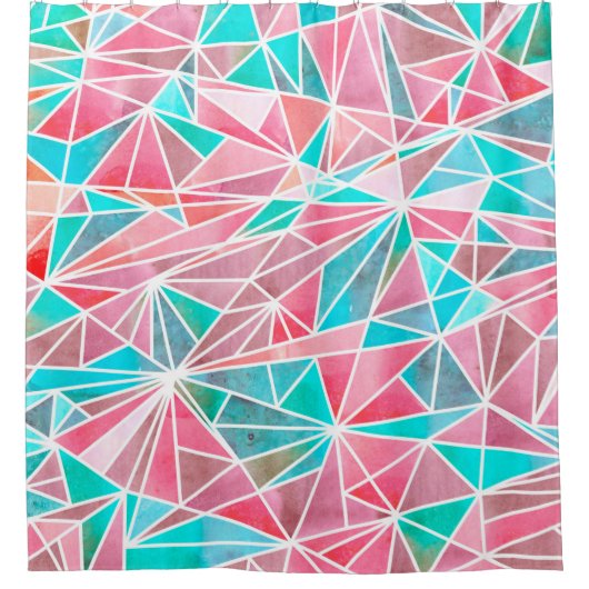 Waterverf abstract mozaïekpatroon douchegordijn (Voorkant)