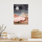 Waterverf abstract nachtlandschap in de woestijn poster (Keuken)