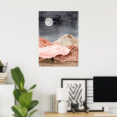 Waterverf abstract nachtlandschap in de woestijn poster (Thuiskantoor)