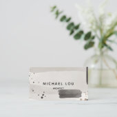 Waterverf Abstract Neutraal Grijs Visitekaartje (Staand voorkant)