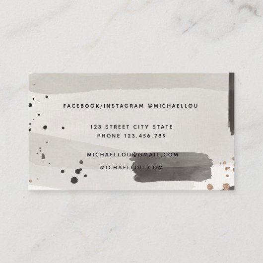 Waterverf Abstract Neutraal Grijs Visitekaartje (Achterkant)