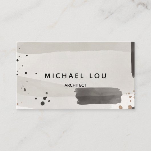 Waterverf Abstract Neutraal Grijs Visitekaartje (Voorkant)