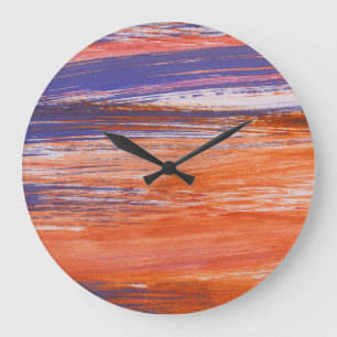 Waterverf Abstract: Oranje Blauwe Mengsel Grote Klok