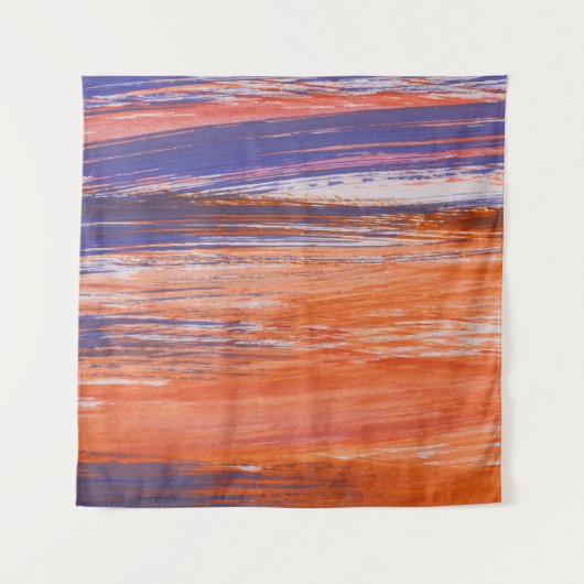 Waterverf Abstract: Oranje Blauwe Mengsel Wandkleed (Voorkant)