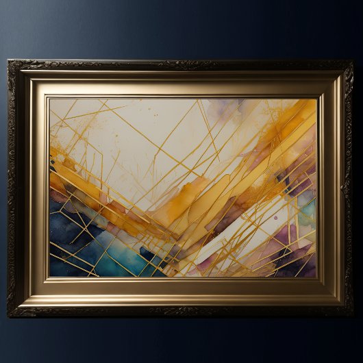 Waterverf Abstract organisch geometrisch goud Poster