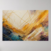 Waterverf Abstract organisch geometrisch goud Poster (Voorkant)
