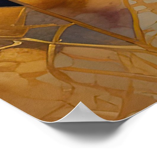 Waterverf Abstract organisch geometrisch goud Poster (Hoek)