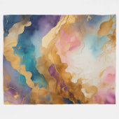 Waterverf Abstract Organisch Schilderend Goud Fleece Deken (Voorkant (Horizontaal))