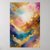 Waterverf Abstract Organisch Schilderijgoud 2:3 Poster (Voorkant)