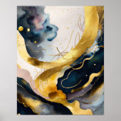 Waterverf Abstract Organisch Schilderijgoud 4:5 Poster (Voorkant)