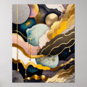 Waterverf Abstract Organisch Schilderijgoud 4:5 Poster (Voorkant)