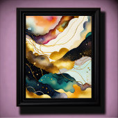 Waterverf Abstract Organisch Schilderijgoud 4:5 Poster