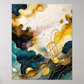 Waterverf Abstract Organisch Schilderijgoud 4:5 Poster (Voorkant)