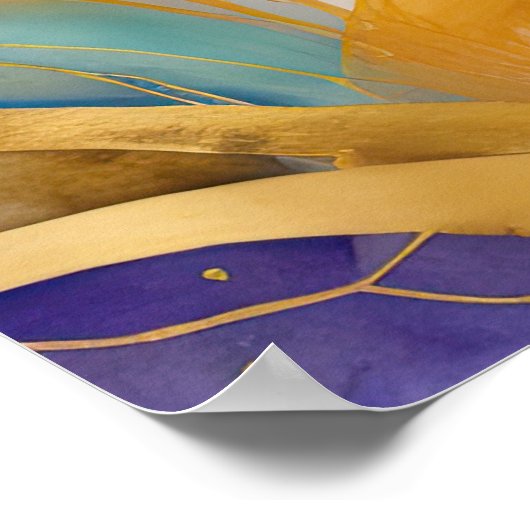 Waterverf Abstract Organisch Schilderijgoud 5:4 Poster (Hoek)