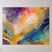 Waterverf Abstract Organisch Schilderijgoud 5:4 Poster (Voorkant)