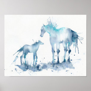 Waterverf Abstract paard en schil Poster