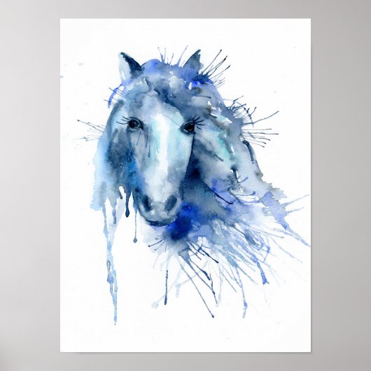 Waterverf Abstract paard portret Poster (Voorkant)