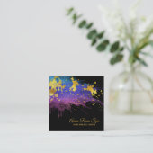 *~* Waterverf Abstract Paars Gold Luxe Glam Bold Vierkante Visitekaartje (Staand voorkant)