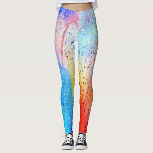 waterverf abstract patroon leggings (Voorkant)