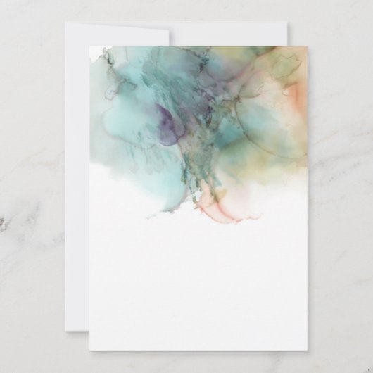 Waterverf Abstract peach & Green Wedding Kaart (Achterkant)