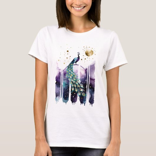 Waterverf Abstract Peacock T-shirt (Voorkant)