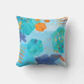 Waterverf Abstract Pillow Blue, oranje, goud Kussen (Voorkant)