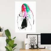 Waterverf abstract portret van jonge vrouwen, poster (Thuiskantoor)