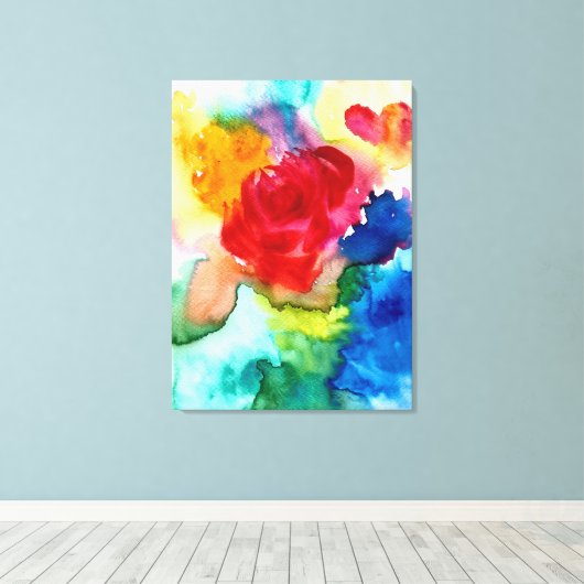 Waterverf abstract roos bloemendoek print (Insitu (Houten vloer))