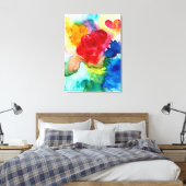 Waterverf abstract roos bloemendoek print (Insitu (Slaapkamer))