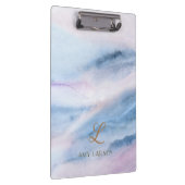 Waterverf Abstract roze blauw marmeren monogram Klembord (Rechts)