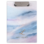 Waterverf Abstract roze blauw marmeren monogram Klembord (Voorkant)